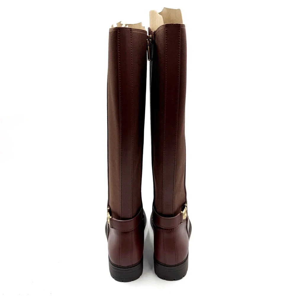 Coach Faith Riding Boots Walnut Brown Leather Lug Knee High Sole Sz 9 - Picture 8 of 11